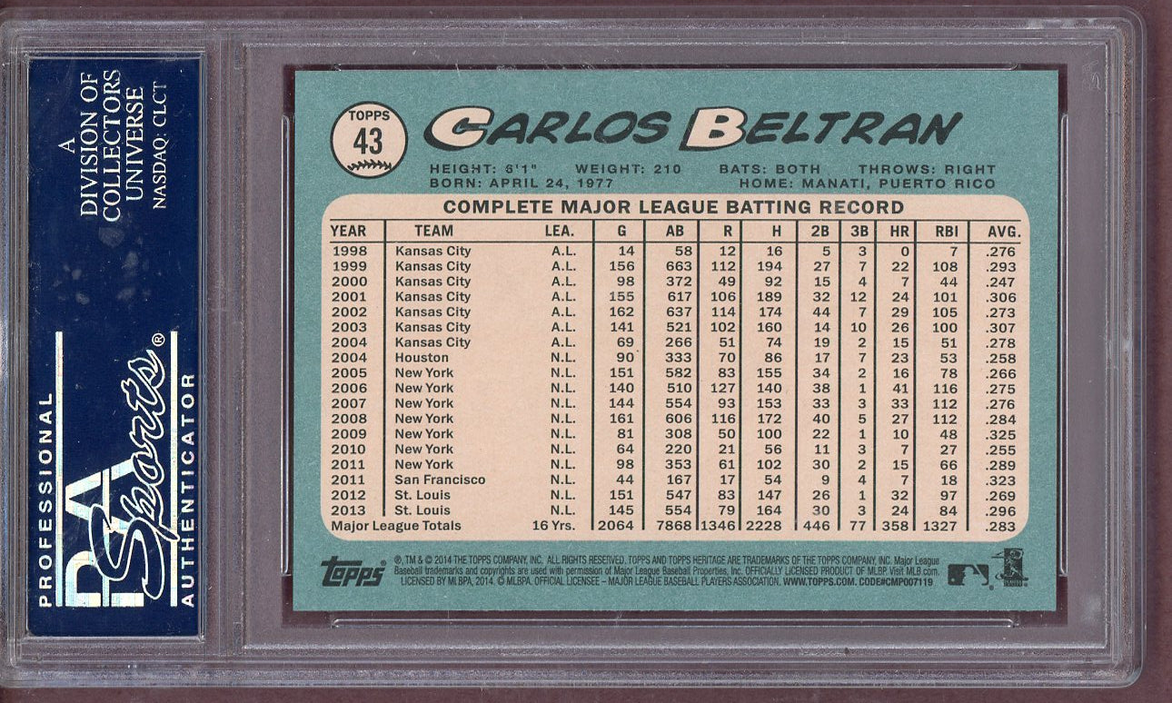 2014 Topps Heritage #043 Carlos Beltran Yankees PSA 9 MINT 561245