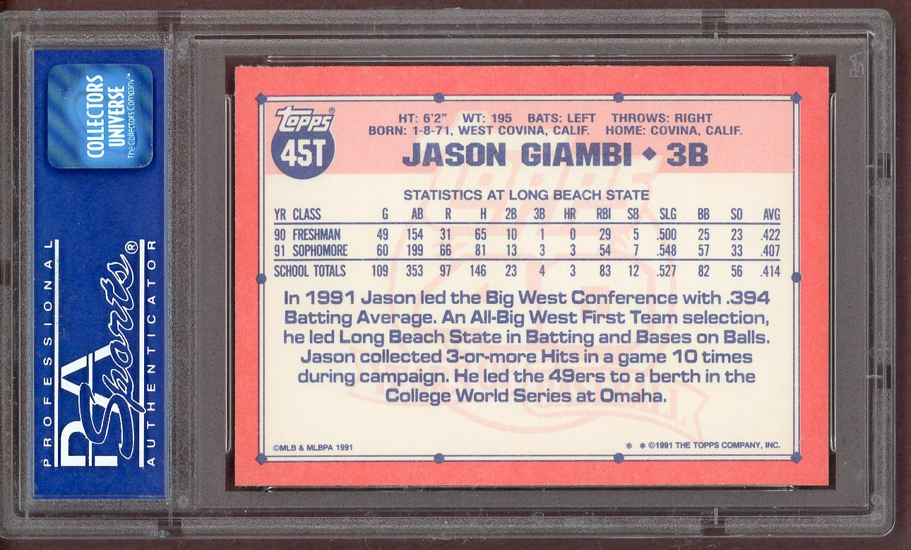 1991 Topps Traded # 45T Jason Giambi Team Usa PSA 9 MINT 561246