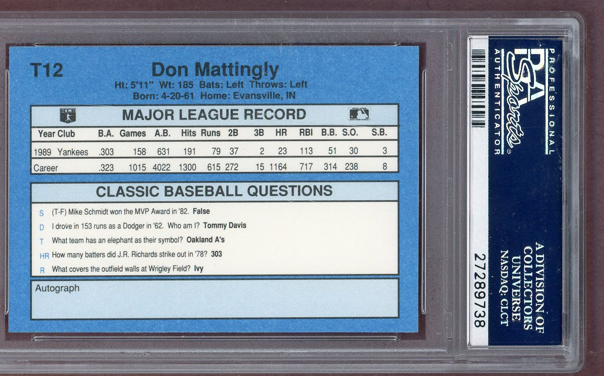 1990 Classic III #T12 Don Mattingly Yankees PSA 10 GEM MINT 561248