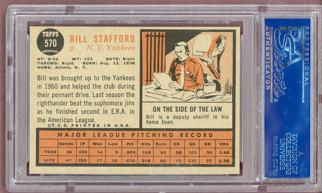 1962 Topps Baseball #570 Bill Stafford Yankees PSA 8 NM/MT 561249