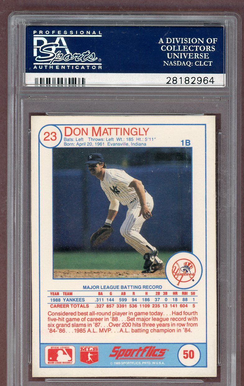 1989 Sportflics # 50 Don Mattingly Yankees PSA 10 GEM MINT 561251