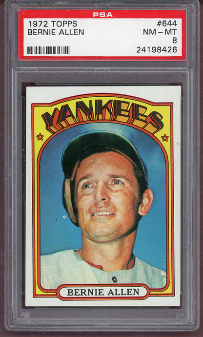 1972 Topps Baseball #644 Bernie Allen Yankees PSA 8 NM/MT 561254