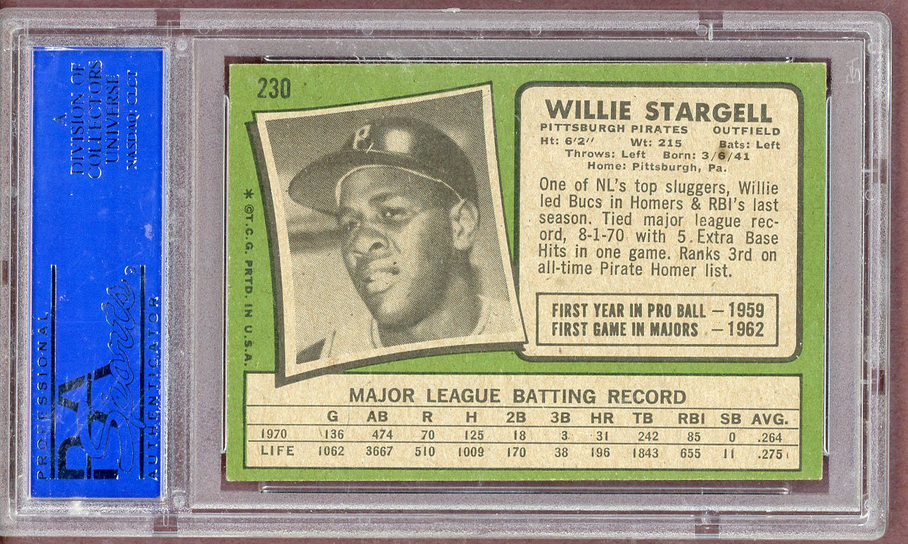 1971 Topps Baseball #230 Willie Stargell Pirates PSA 7 NM 561257