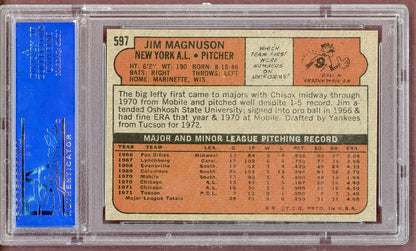 1972 Topps Baseball #597 Jim Magnuson Yankees PSA 9 MINT 561258