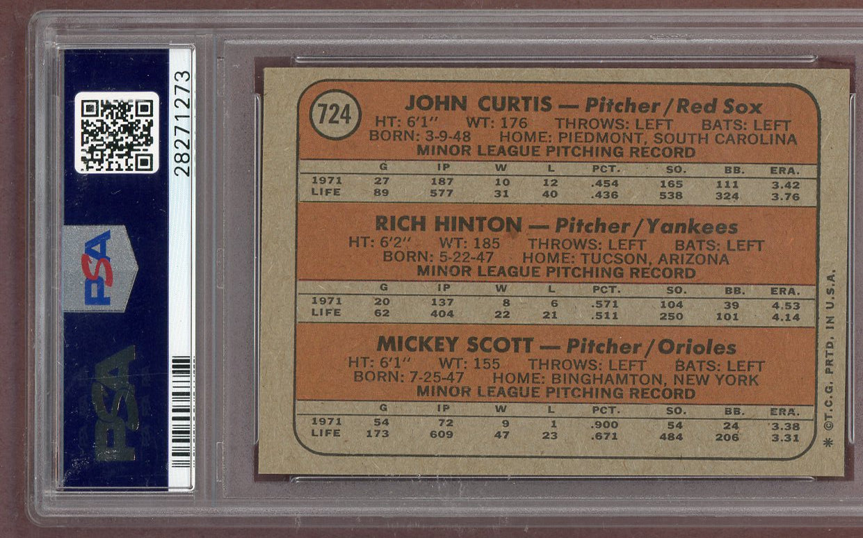 1972 Topps Baseball #724 Rich Hinton Yankees PSA 8 NM/MT 561260