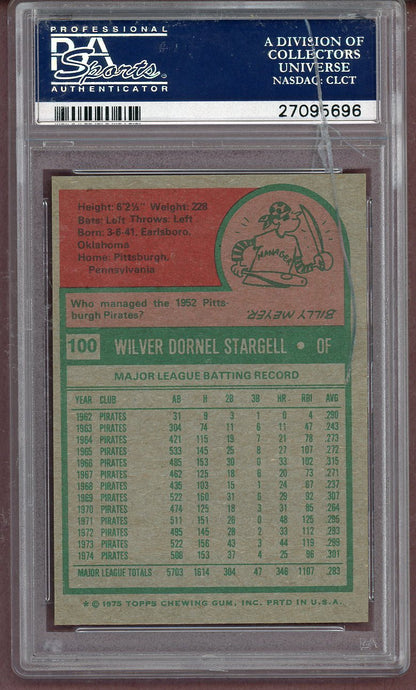 1975 Topps Baseball #100 Willie Stargell Pirates PSA 8 NM/MT crack 561262