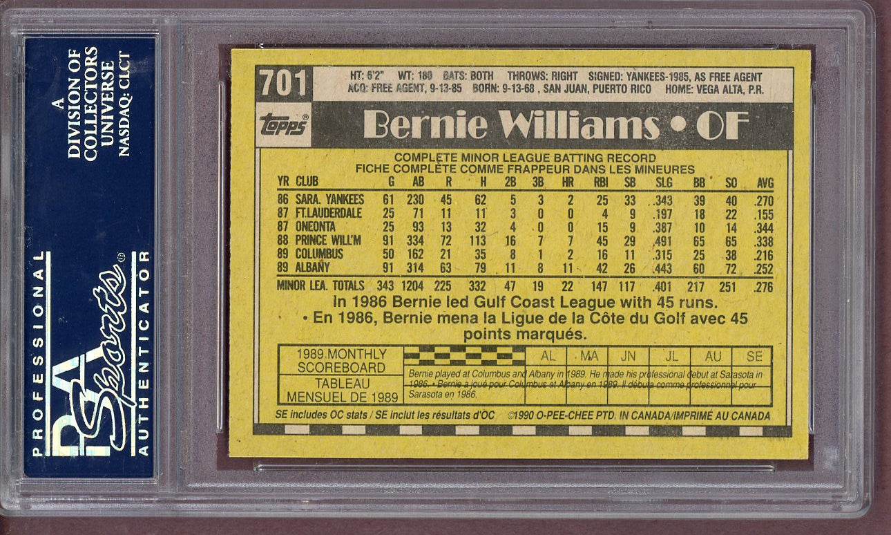 1990 O Pee Chee #701 Bernie Williams Yankees PSA 9 MINT 561265