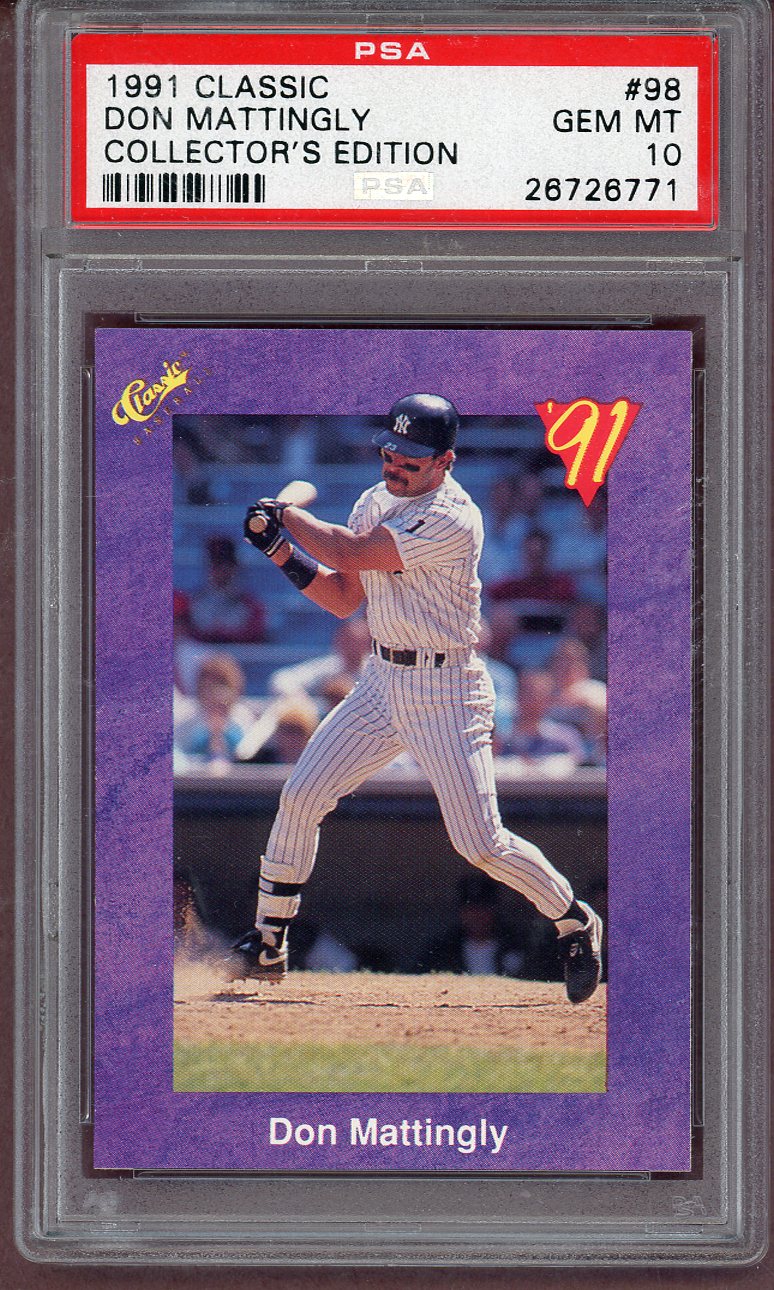 1991 Classic Collector # 98 Don Mattingly Yankees PSA 10 GEM MINT 561269