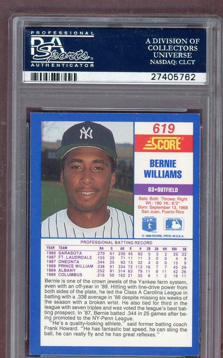 1990 Score #619 Bernie Williams Yankees PSA 10 GEM MINT 561272