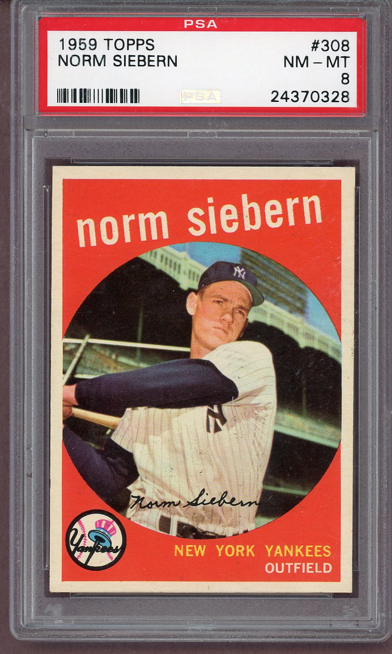1959 Topps Baseball #308 Norm Siebern Yankees PSA 8 NM/MT 561273