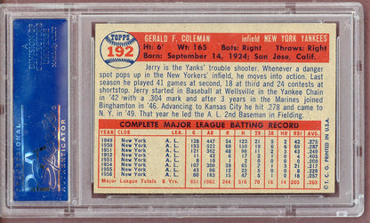 1957 Topps Baseball #192 Jerry Coleman Yankees PSA 7 NM 561274