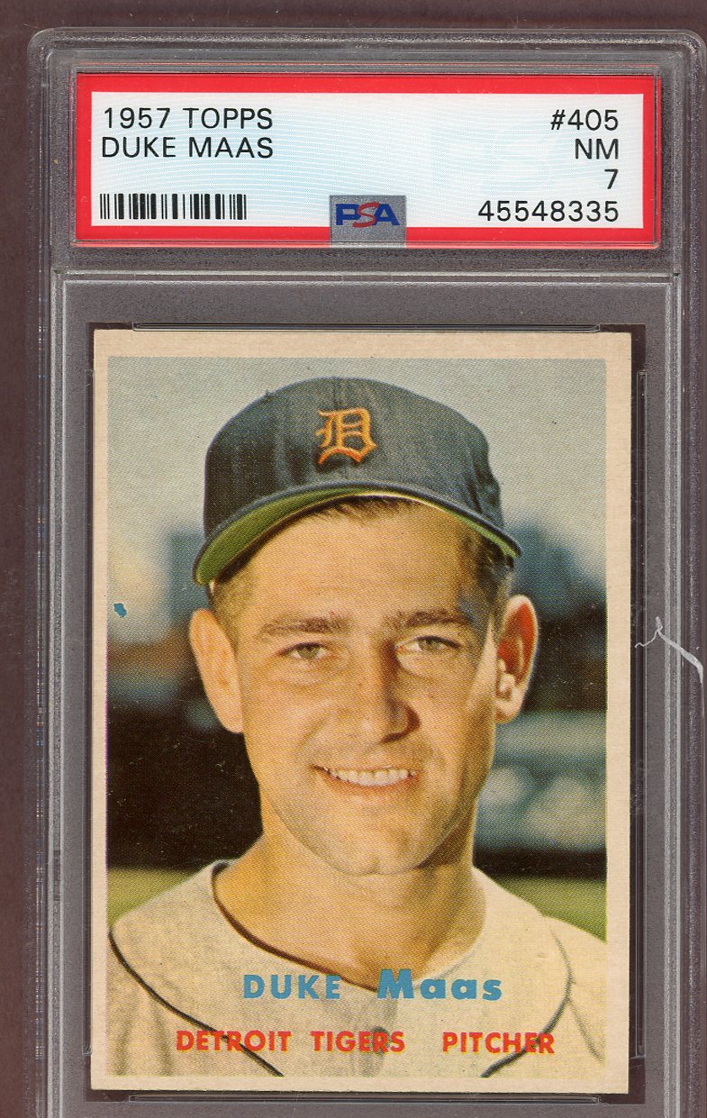 1957 Topps Baseball #405 Duke Maas Tigers PSA 7 NM 561275