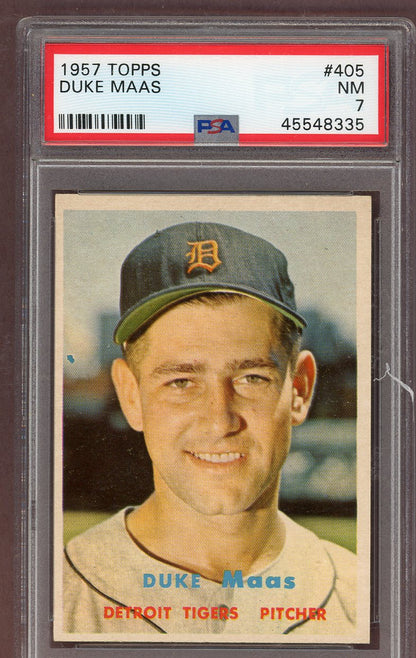 1957 Topps Baseball #405 Duke Maas Tigers PSA 7 NM 561275
