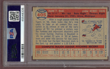 1957 Topps Baseball #405 Duke Maas Tigers PSA 7 NM 561275