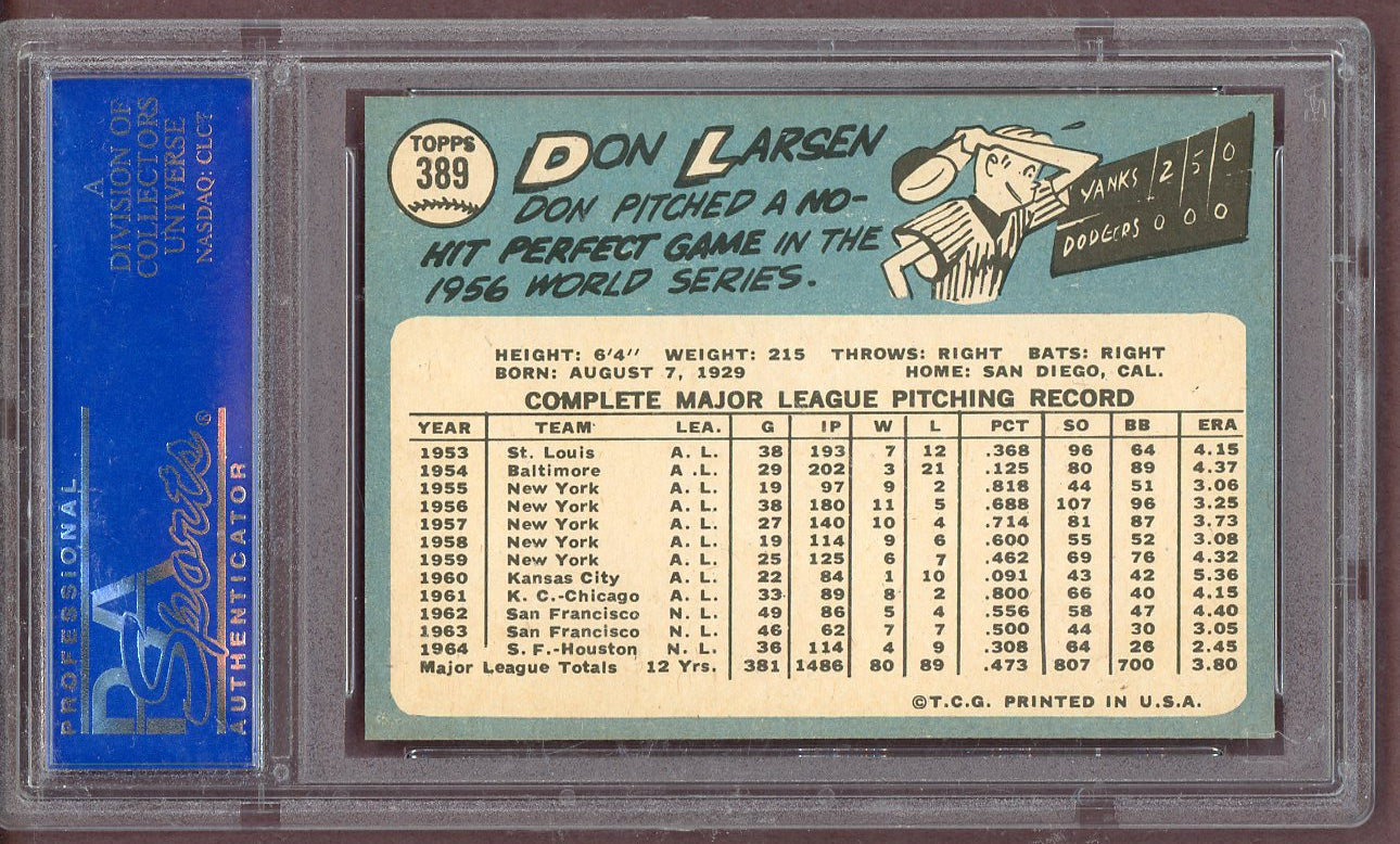 1965 Topps Baseball #389 Don Larsen Astros PSA 8 NM/MT 561278