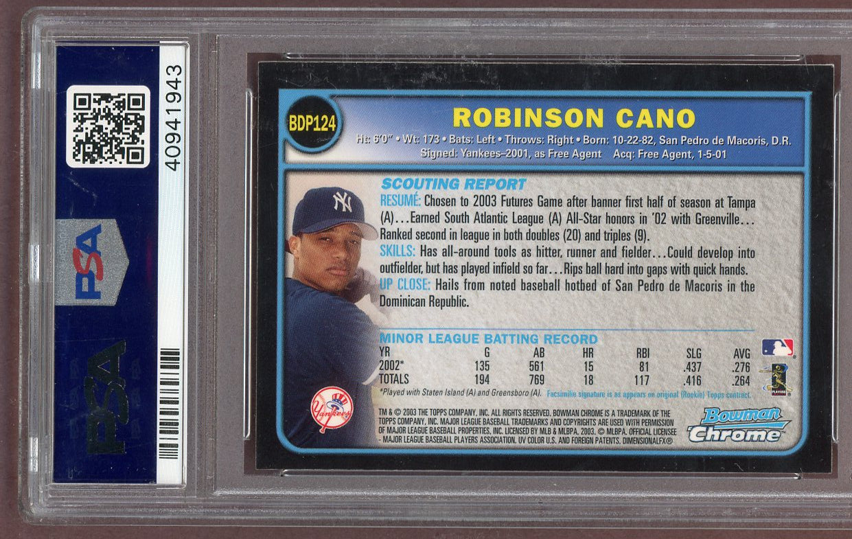 2003 Bowman Chrome Draft #124 Robinson Cano Yankees PSA 10 GEM MINT 561279
