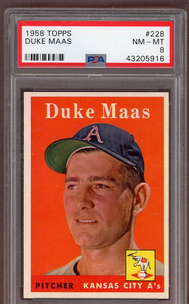 1958 Topps Baseball #228 Duke Maas A's PSA 8 NM/MT 561280