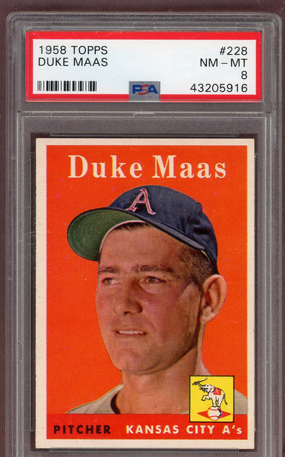 1958 Topps Baseball #228 Duke Maas A's PSA 8 NM/MT 561280