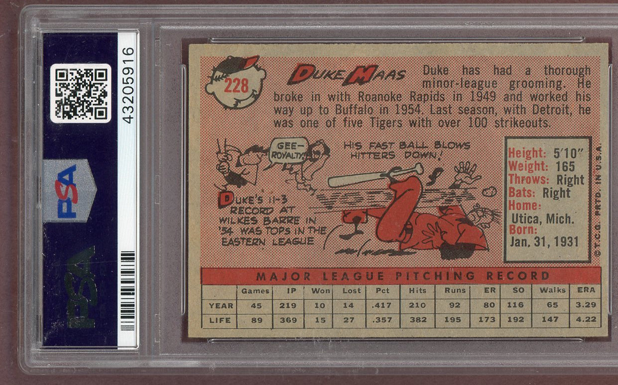 1958 Topps Baseball #228 Duke Maas A's PSA 8 NM/MT 561280