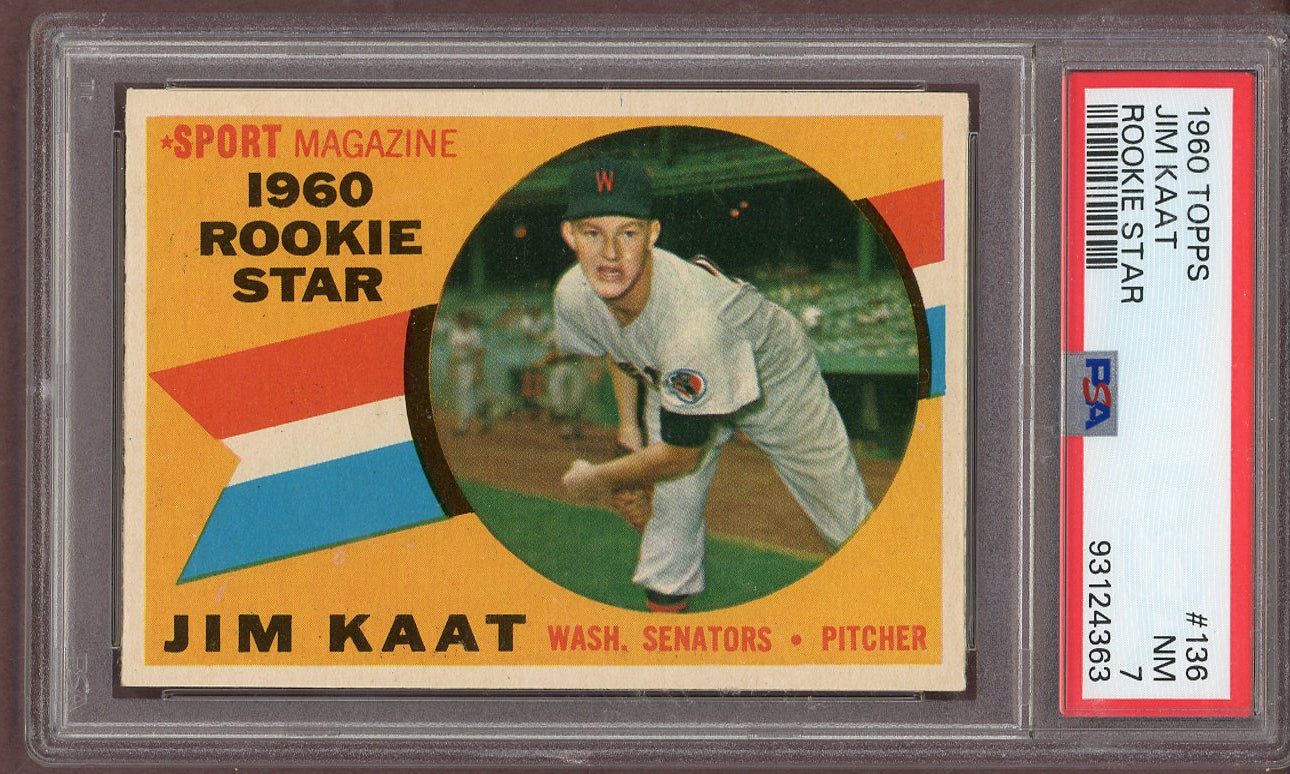 1960 Topps Baseball #136 Jim Kaat Senators PSA 7 NM 561281