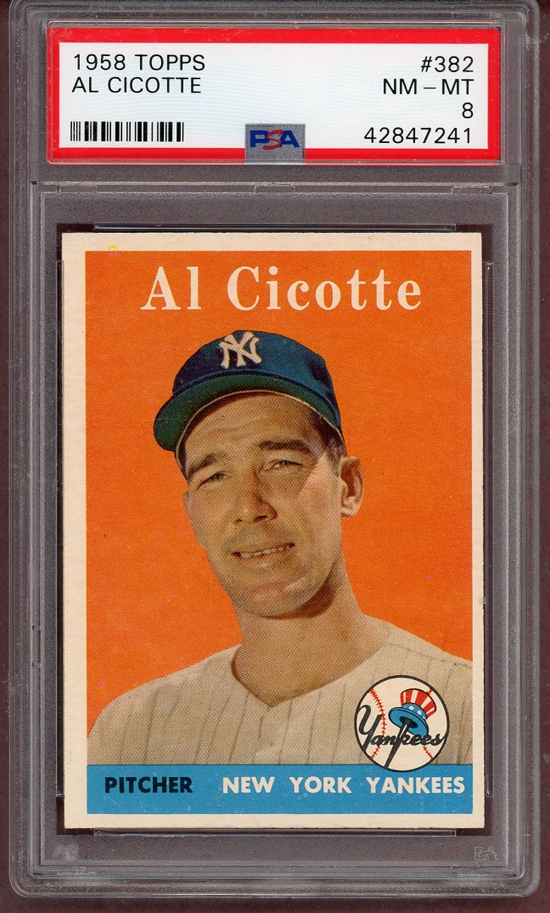 1958 Topps Baseball #382 Al Cicotte Yankees PSA 8 NM/MT 561282