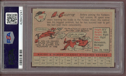 1958 Topps Baseball #382 Al Cicotte Yankees PSA 8 NM/MT 561282