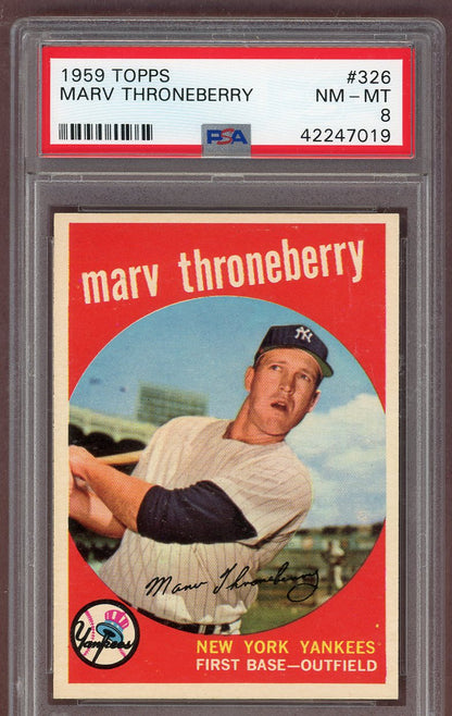1959 Topps Baseball #326 Marv Throneberry Yankees PSA 8 NM/MT 561283
