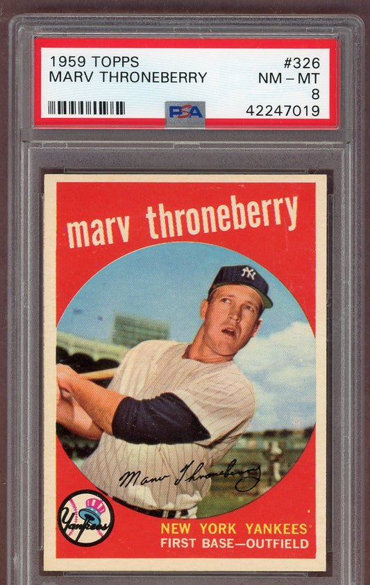 1959 Topps Baseball #326 Marv Throneberry Yankees PSA 8 NM/MT 561283