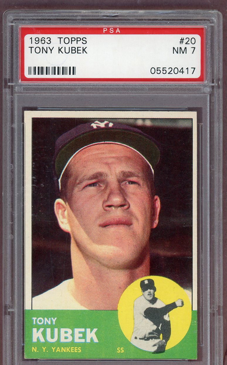 1963 Topps Baseball # 20 Tony Kubek Yankees PSA 7 NM 561284