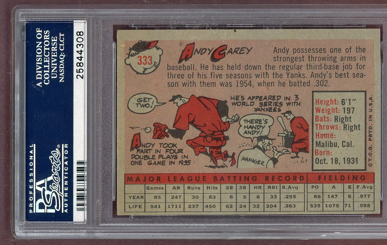 1958 Topps Baseball #333 Andy Carey Yankees PSA 7 NM 561287