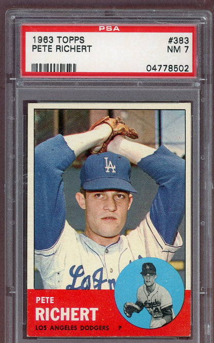 1963 Topps Baseball #383 Pete Richert Dodgers PSA 7 NM 561288