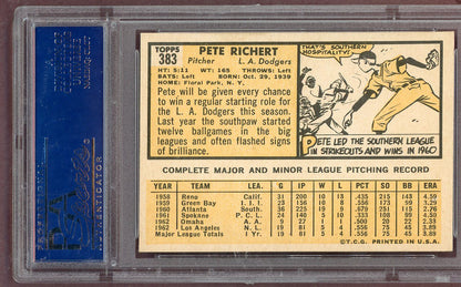 1963 Topps Baseball #383 Pete Richert Dodgers PSA 7 NM 561288
