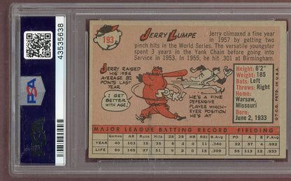 1958 Topps Baseball #193 Jerry Lumpe Yankees PSA 8 NM/MT 561292
