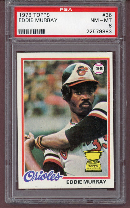 1978 Topps Baseball # 36 Eddie Murray Orioles PSA 8 NM/MT 561293