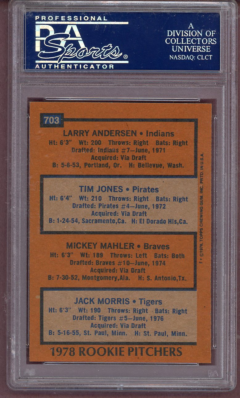 1978 Topps Baseball #703 Jack Morris Tigers PSA 8 NM/MT 561294