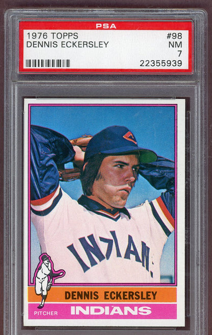 1976 Topps Baseball # 98 Dennis Eckersley Indians PSA 7 NM 561299
