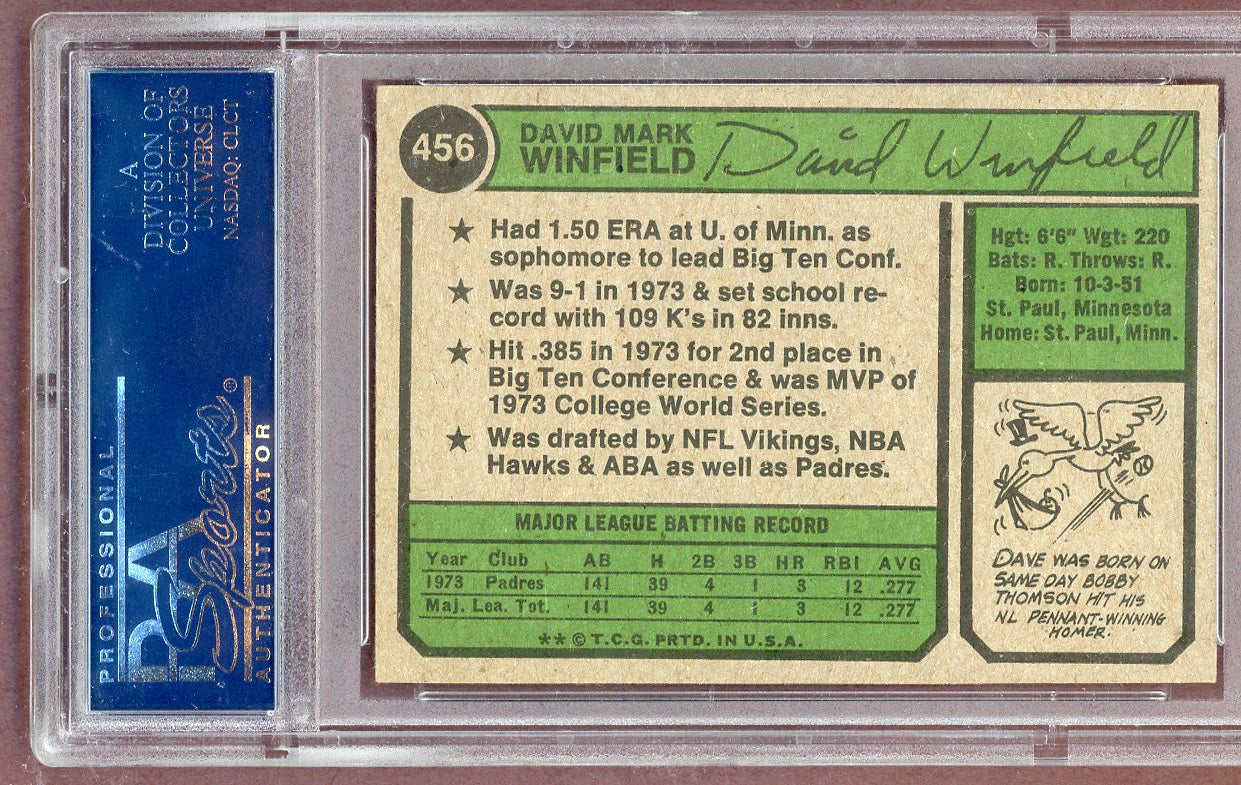 1974 Topps Baseball #456 Dave Winfield Padres PSA 7 NM 561303
