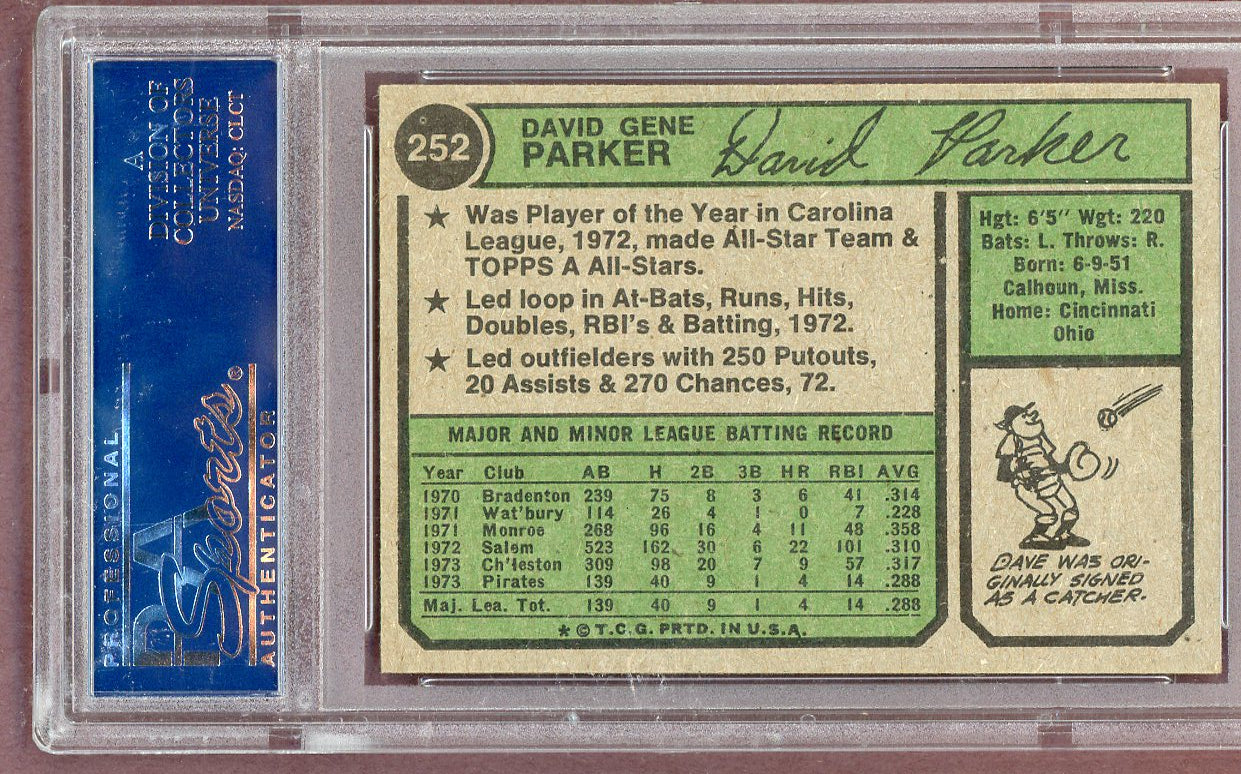 1974 Topps Baseball #252 Dave Parker Pirates PSA 7 NM 561304