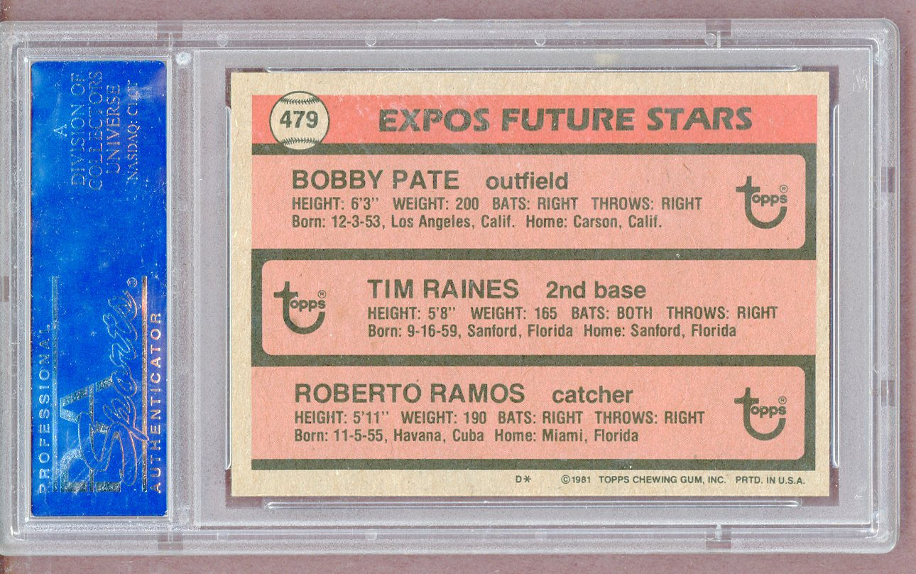 1981 Topps #479 Tim Raines Expos PSA 9 MINT 561305