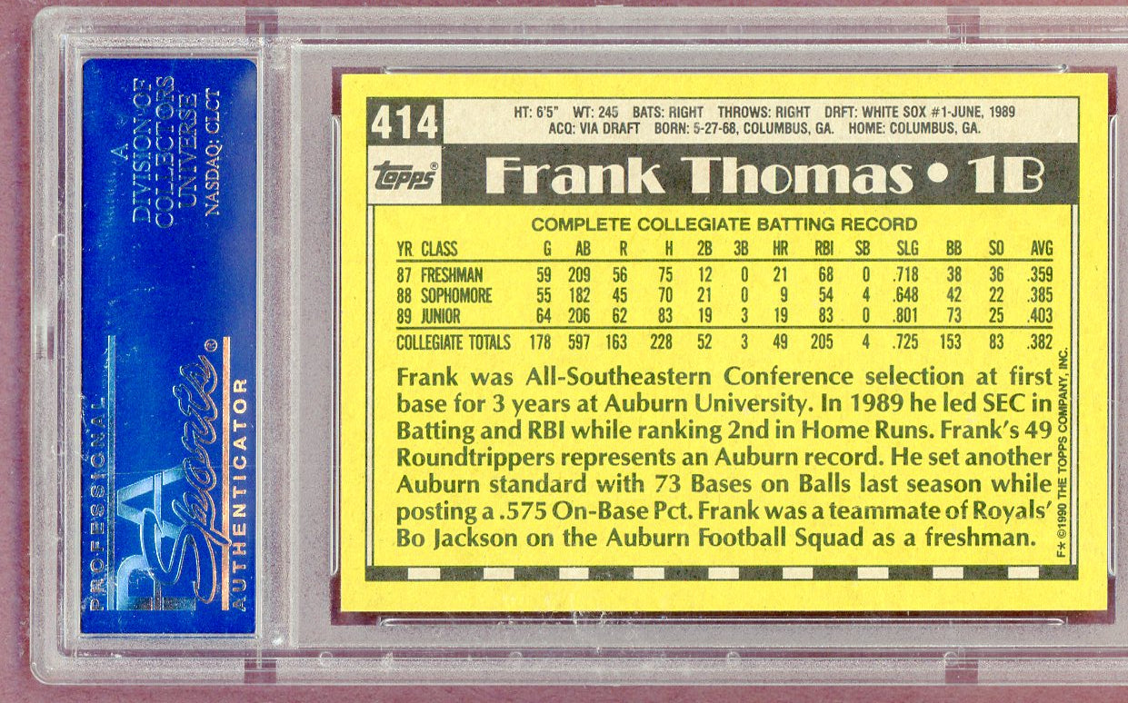 1990 Topps #414 Frank Thomas White Sox PSA 9 MINT 561308