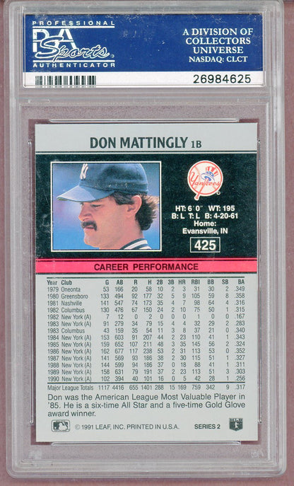 1991 Leaf #425 Don Mattingly Yankees PSA 10 GEM MINT 561310