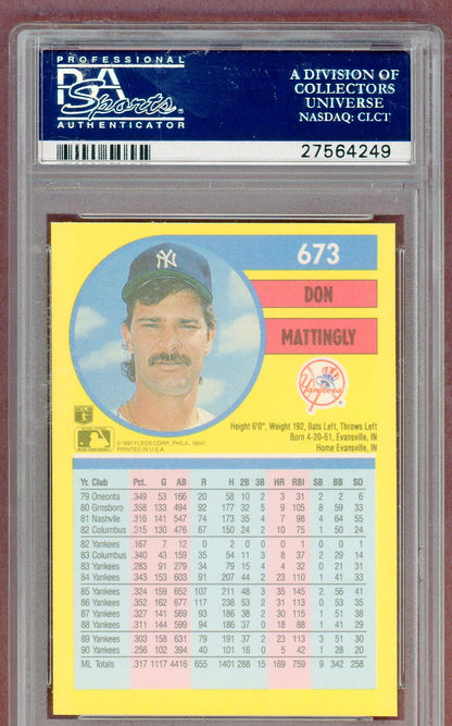 1991 Fleer #673 Don Mattingly Yankees PSA 10 GEM MINT 561312