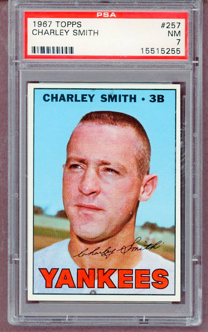 1967 Topps Baseball #257 Charley Smith Yankees PSA 7 NM 561317