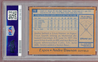 1978 Topps Baseball # 72 Andre Dawson Expos PSA 8 NM/MT 561319