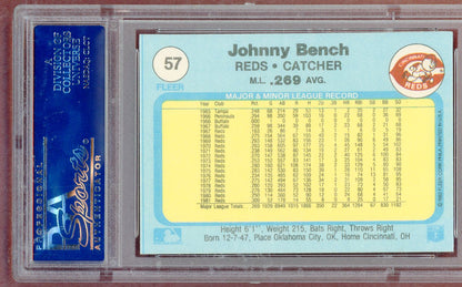 1982 Fleer # 57 Johnny Bench Reds PSA 10 GEM MINT 561320