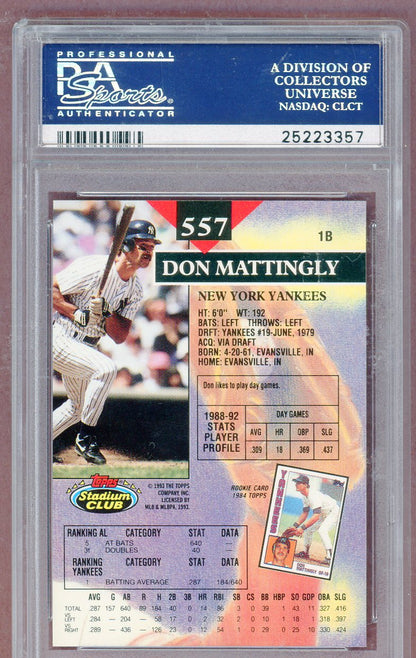 1993 Stadium Club #557 Don Mattingly Yankees PSA 10 GEM MINT 561327