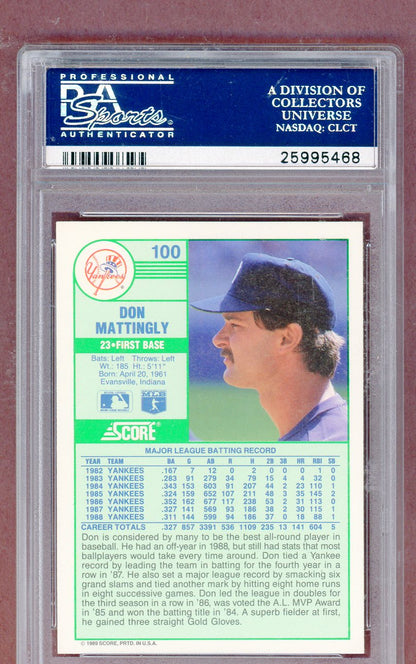1989 Score #100 Don Mattingly Yankees PSA 10 GEM MINT 561331