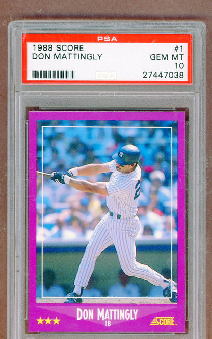1988 Score #  1 Don Mattingly Yankees PSA 10 GEM MINT 561335