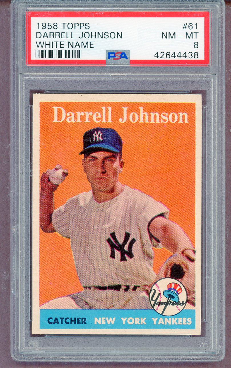 1958 Topps Baseball # 61 Darrell Johnson Yankees PSA 8 NM/MT 561342