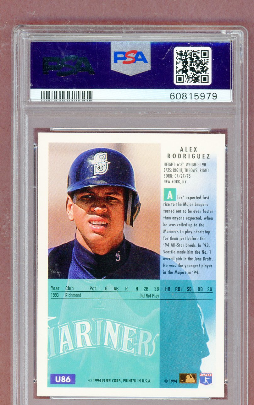 1994 Fleer Update #U86 Alex Rodriguez Mariners PSA 10 GEM MINT 561343